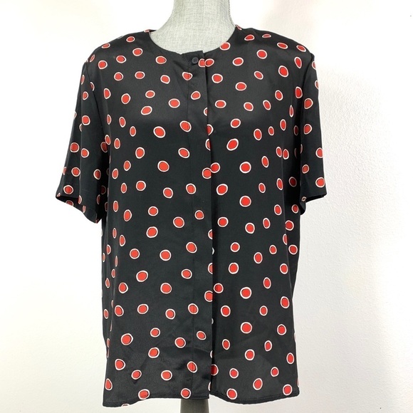 VINTAGE TALBOTS black red polka dot blouse - Picture 1 of 8